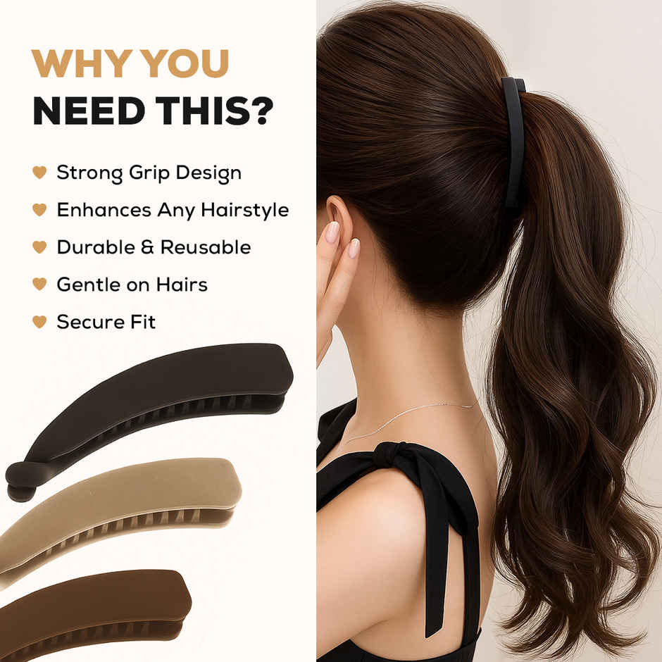 Gleva Banana Hair Clips | Strong Non Slip Ponytail Holder Hair Clutcher for Thick & Thin Hairs