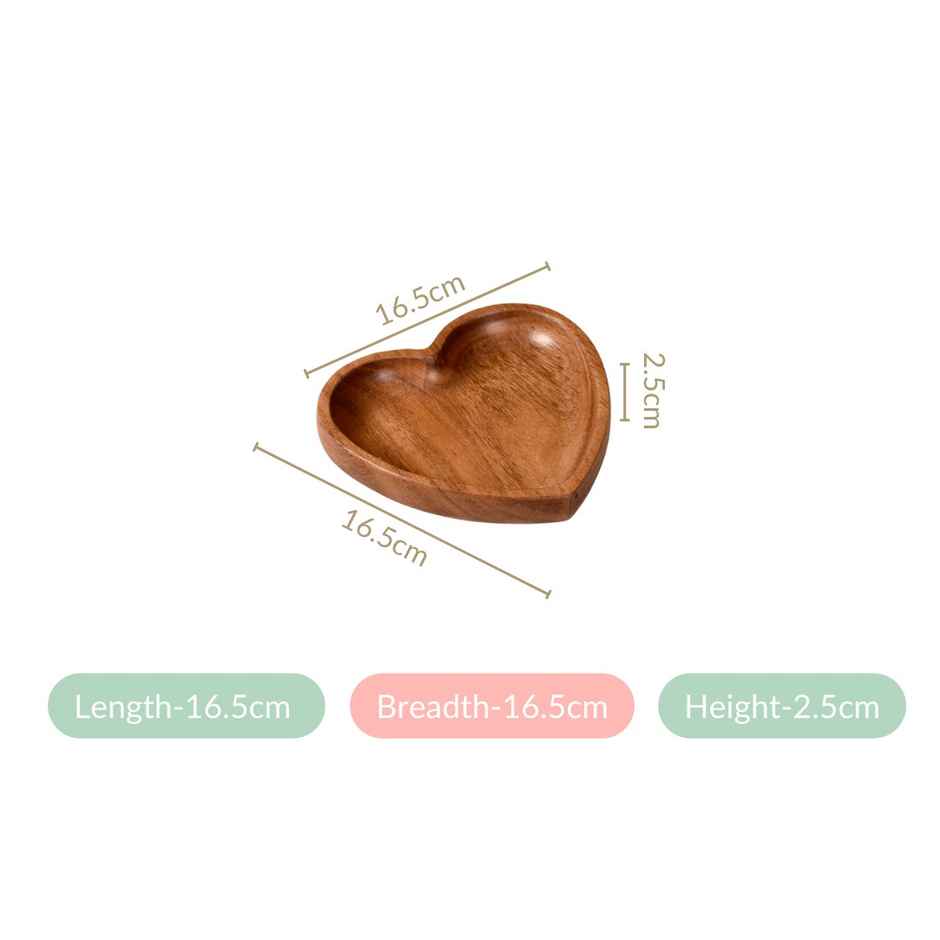 Nestasia Acacia Wood Heart Dessert Plate | 6 in