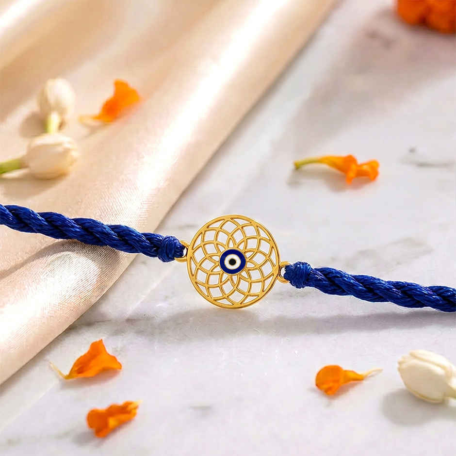 Mandala Evil Eye Gold Plated 925 Pure Silver Rakhi for Brother | Pack of 1 | Zavya
