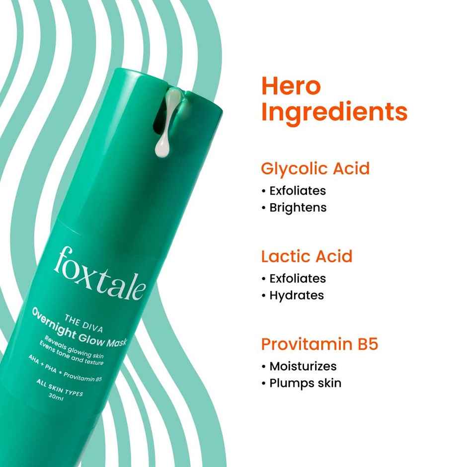 Foxtale Over Night Glow Face Mask, Exfoliates & Brightens Skin
