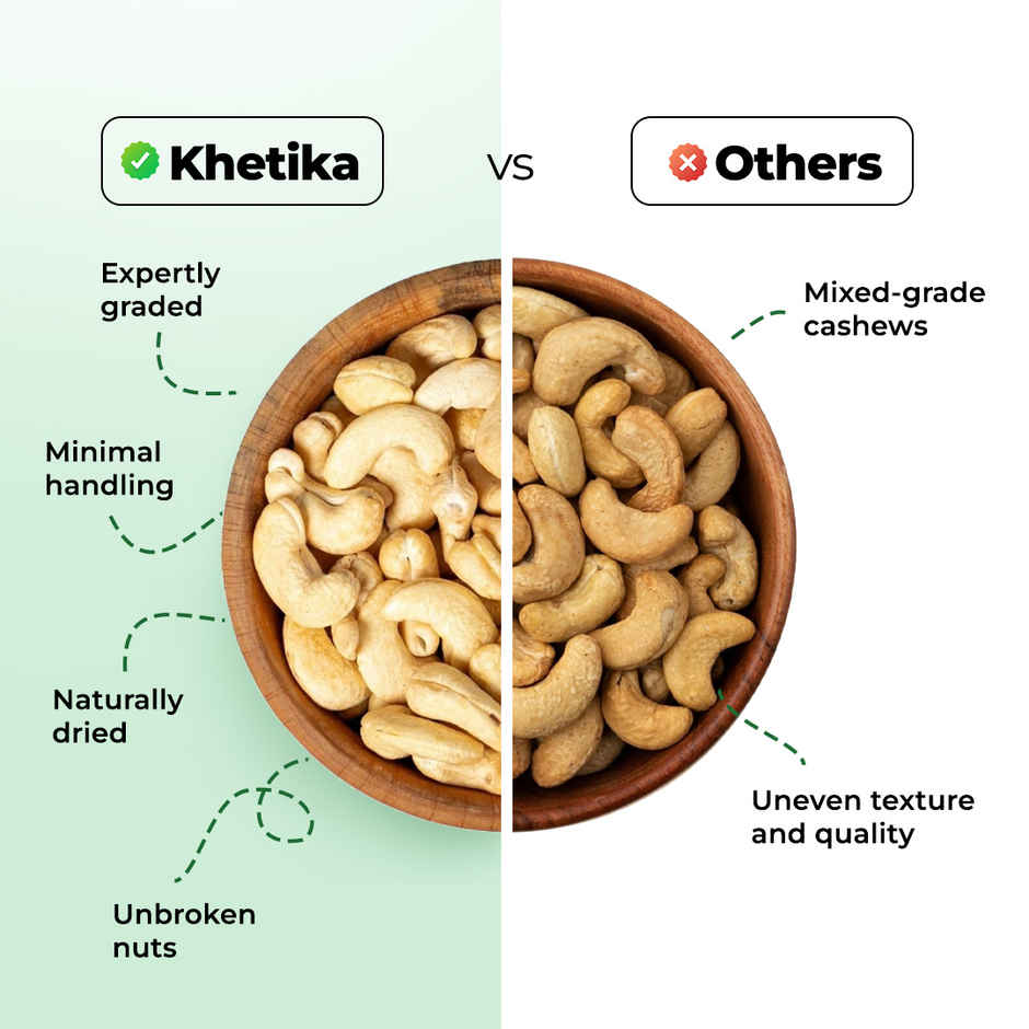 Khetika Premium Cashews | Kaju Whole | Unpolished | Rich in Fiber Combo