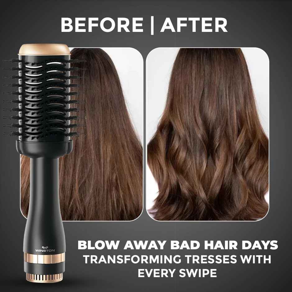 Winston 2 In 1 Hair Styling Blow Brush For Women - 1200 Watts (Black)