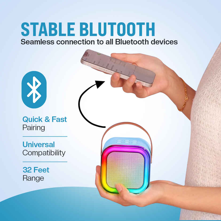 Kidsmate Mini Karaoke Machine with Wireless Mic for Kids | Blue