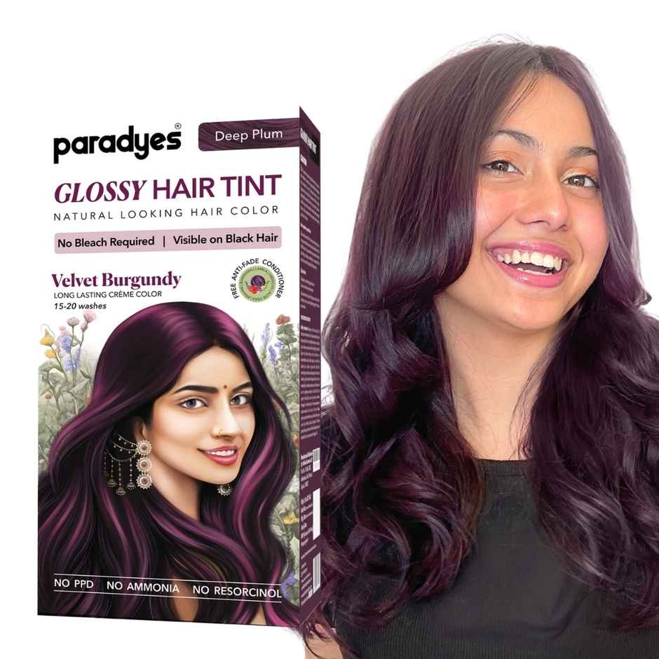 Paradyes No Bleach Velvet Burgundy Glossy Hair Tint, Ammonia|free Hair Color for Natural Black Hair