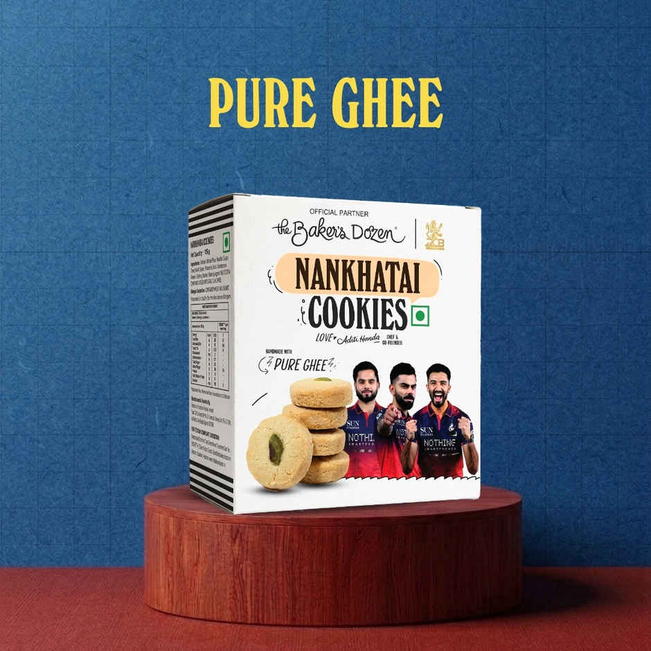 The Baker's Dozen Nankhatai Cookies | Handmade Cookies Made with Pure Ghee | Adorned with Pistachios
