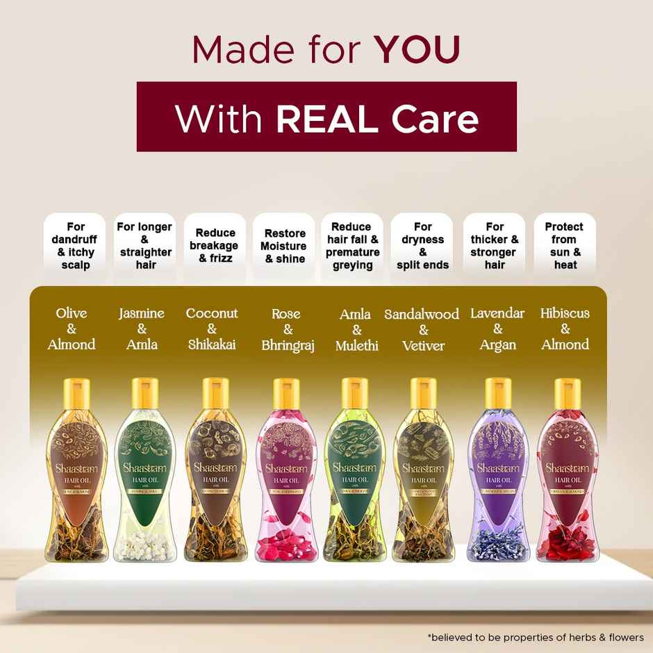 Shaastram Hibiscus & Almond Ayurvedic hair oil to reduce breakage