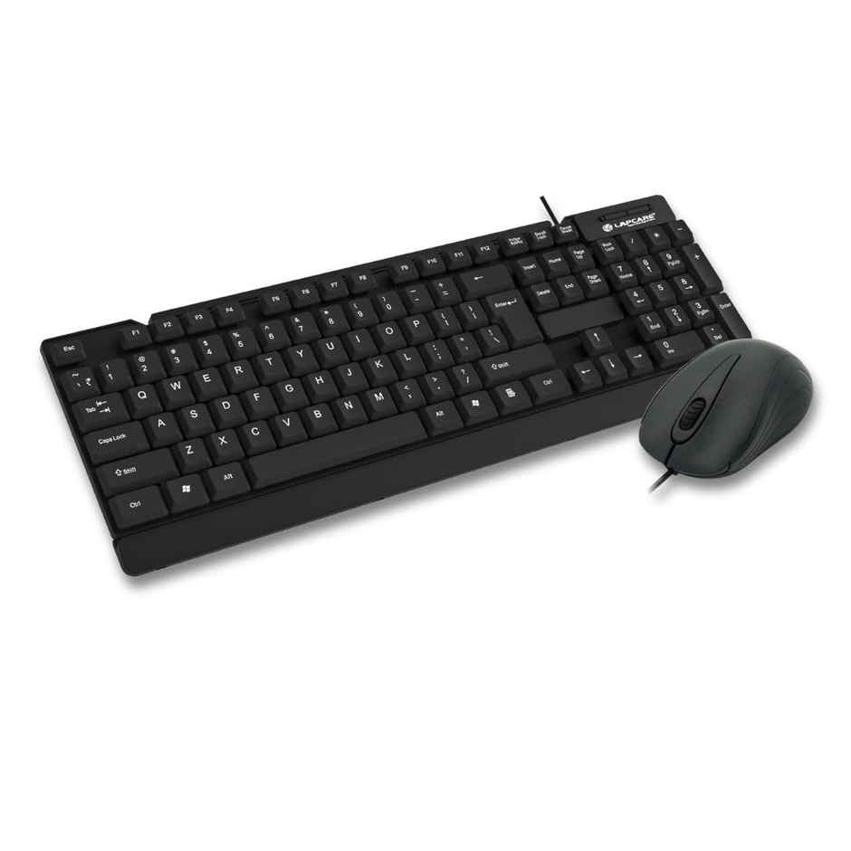 Lapcare E9 Wired Combo | Wired Keyboard and Mouse Set-Usb Ergonomic Design | Black