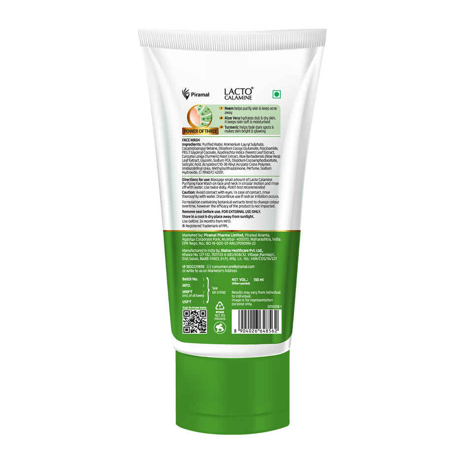 Lacto Calamine Facewash With Neem, Aloe Vera & Turmeric