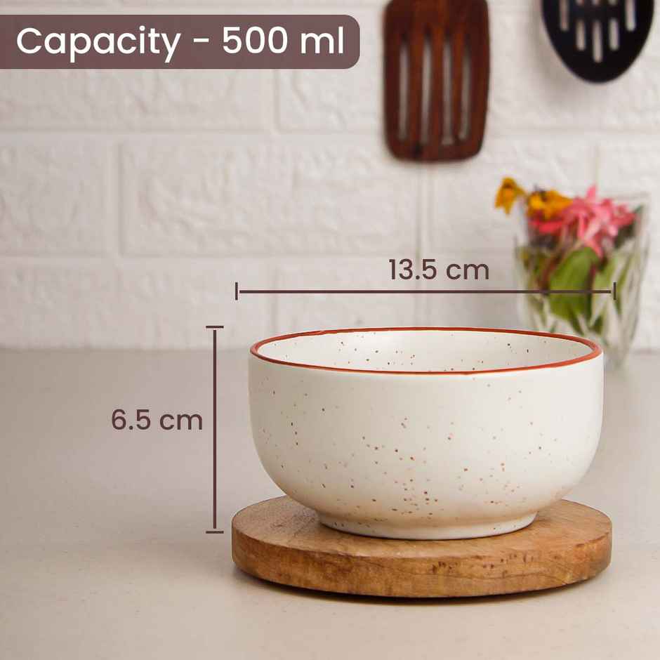 The Earth Store White Marble 2Pc Ceramic Bowl Gift Set, 500 ml Each Microwave Safe, Snack Serving