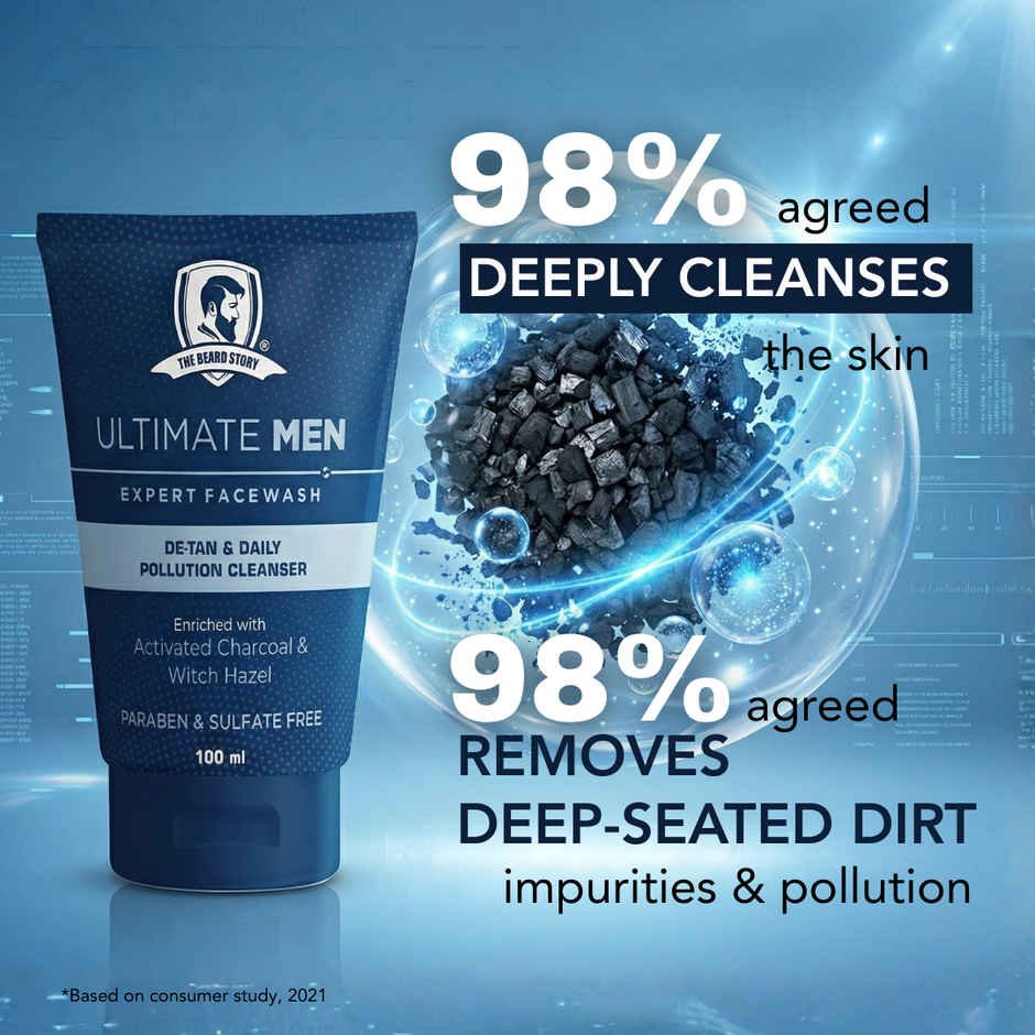 The Beard Story Face Wash With Activated Charcoal Deep Cleansing Pollution Control & Oil Absorption