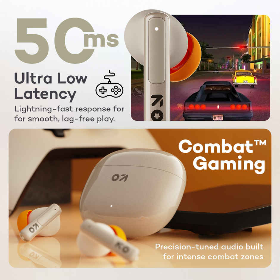 GOBOULT  W60 with 60Hrs Battery, 4 Mic ENC, Ultra Low Latency, 5.4v Bluetooth | White