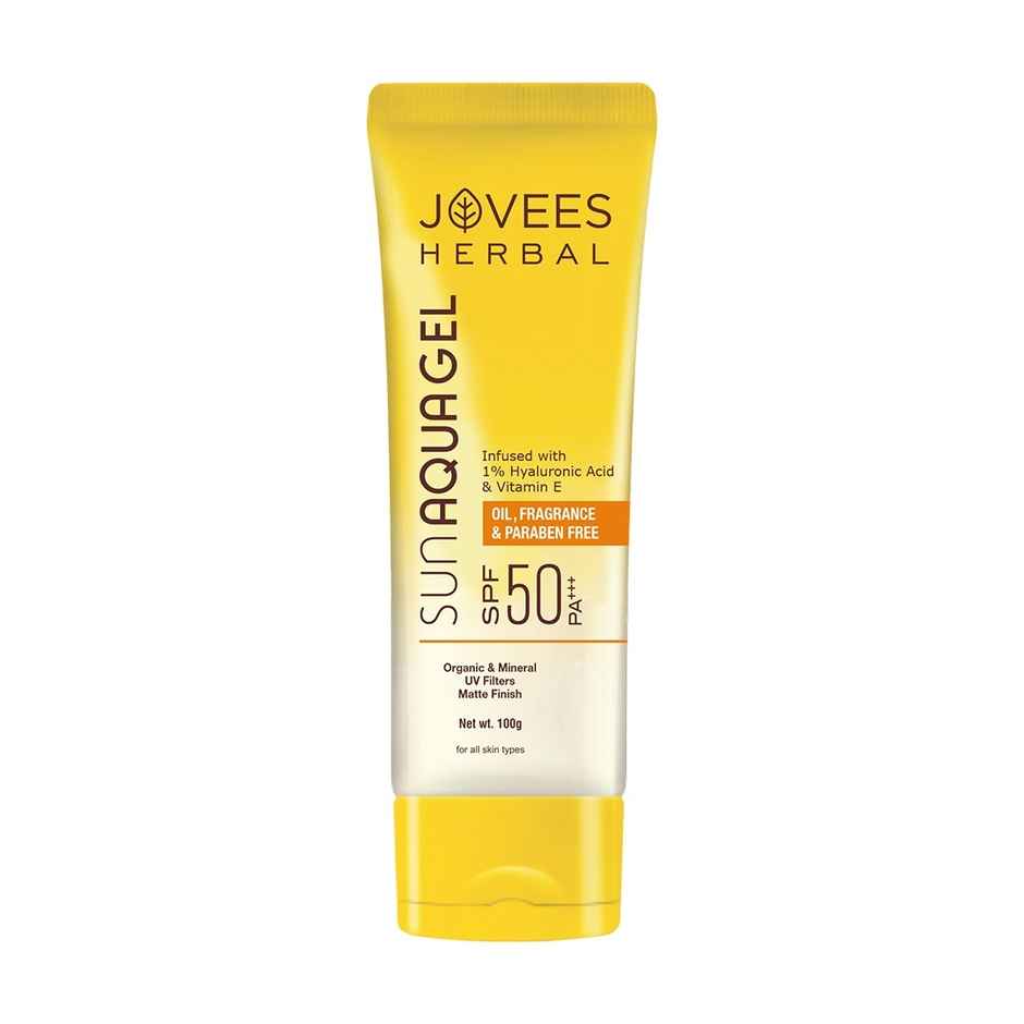 Jovees Herbal Sun Aqua Gel SPF 50 PA+++ | Lightweight | Water-Like Texture | 1% Hyaluronic Acid