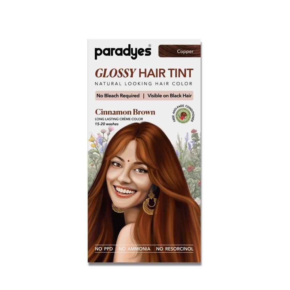 Paradyes No Bleach Cinnamon Brown Glossy Hair Tint, Ammonia|free Hair Color for Natural Black Hair