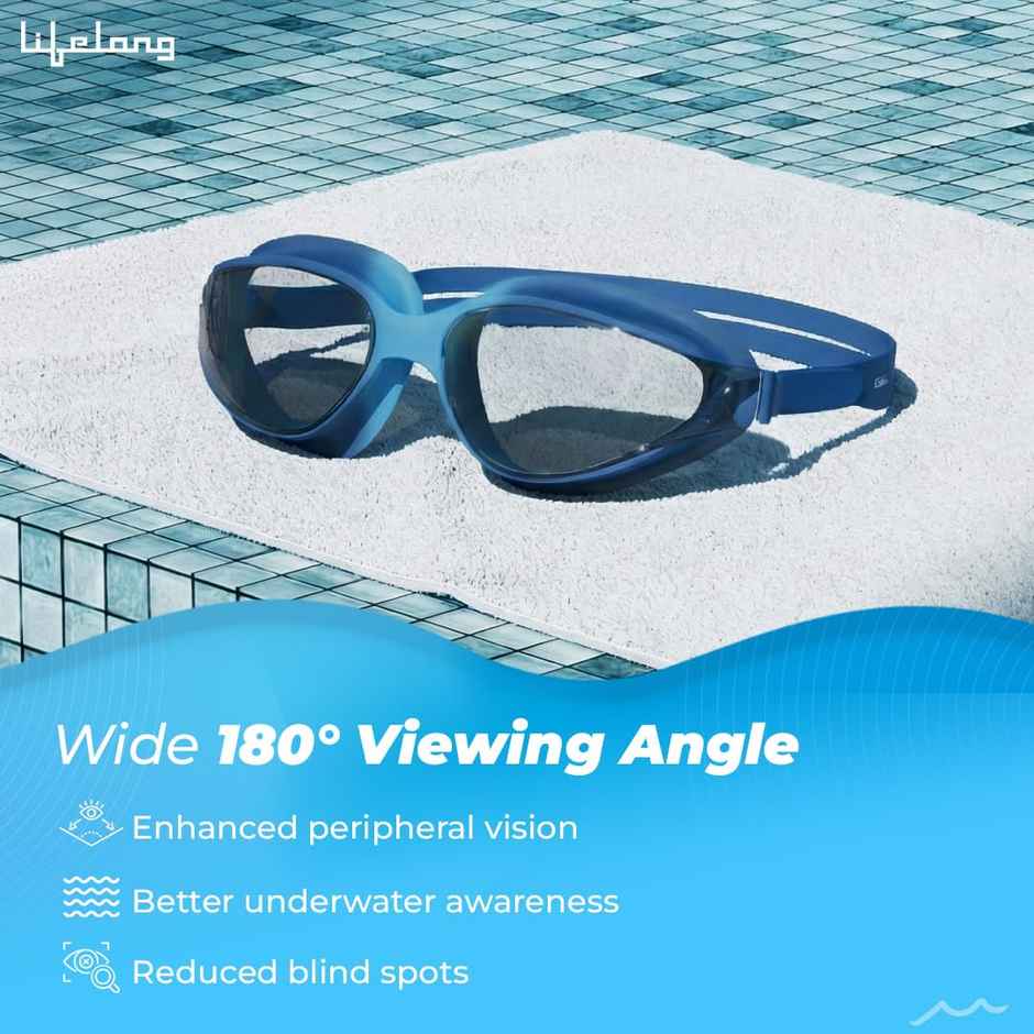 Lifelong Swimming Goggles for Adults | Anti-Fog Swim Glasses | Blue