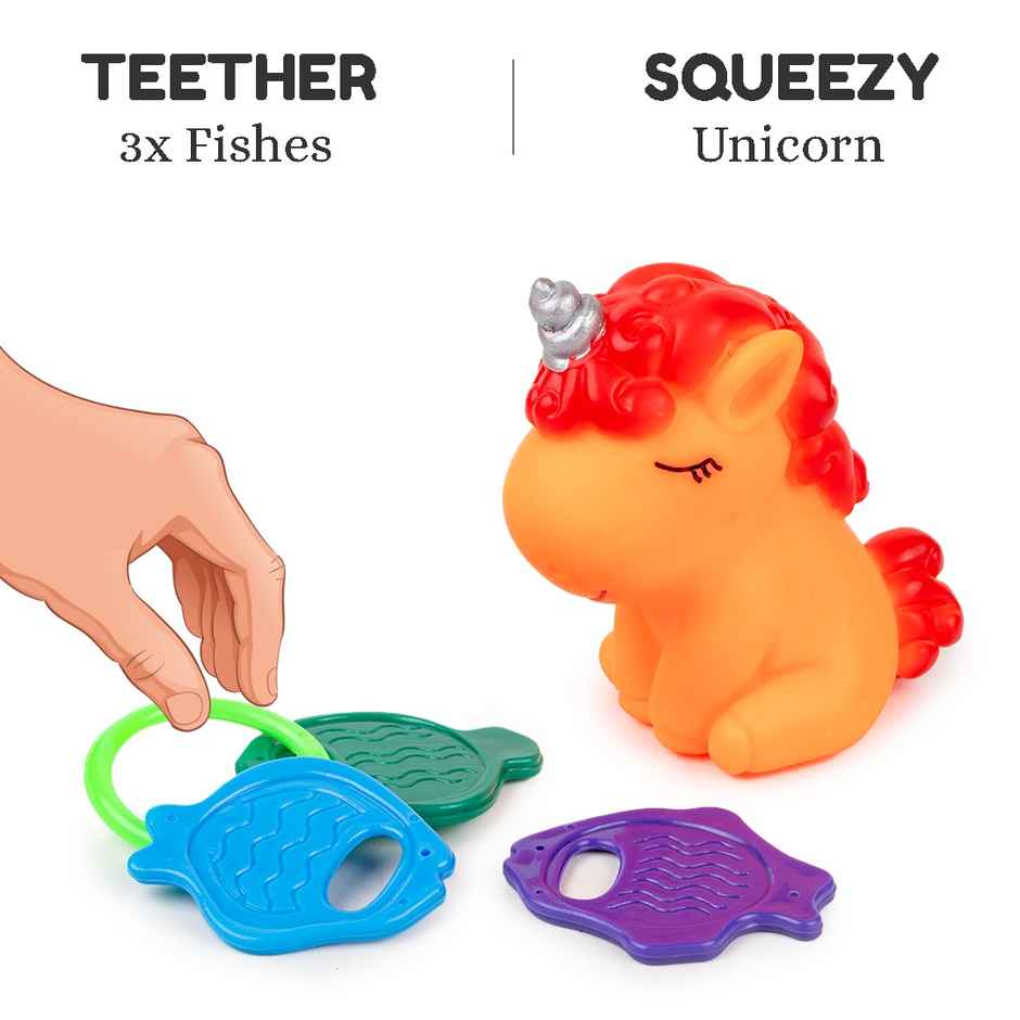 Ratna's Squeezy Unicorn With Teether | Assorted