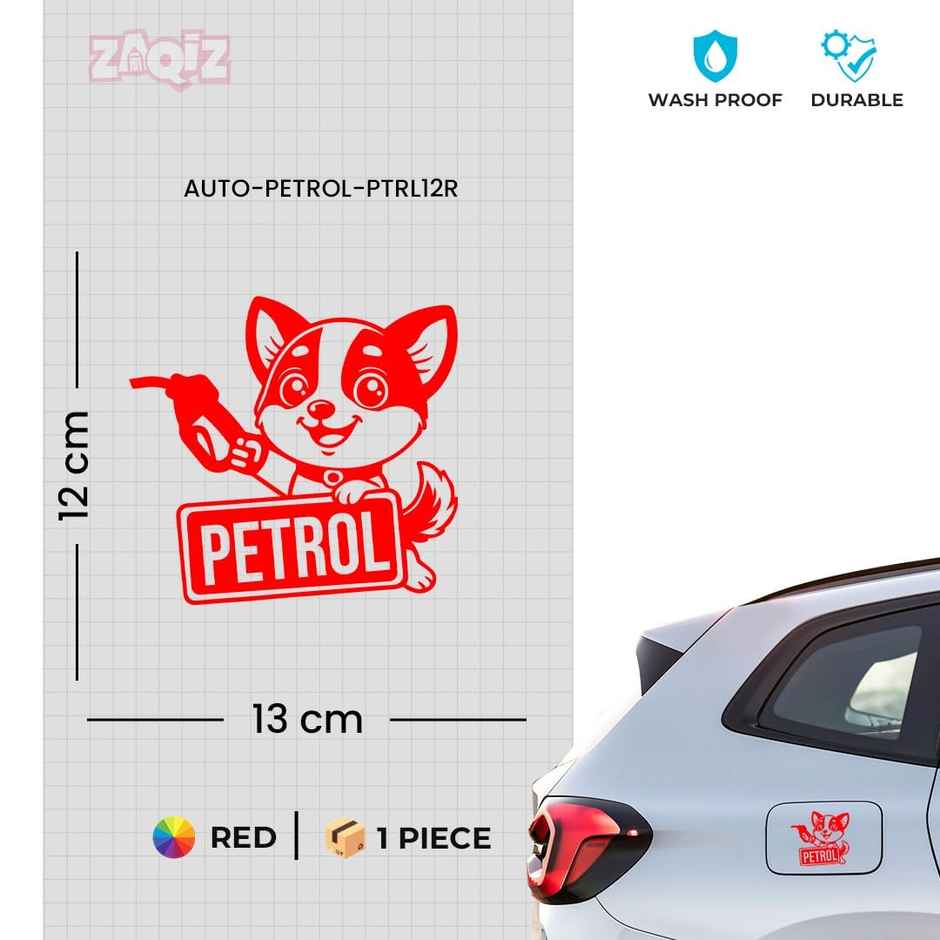 TiyuTrendzz Bright Petrol Self Adhesive Sticker for Car Fuel Cap (Red)