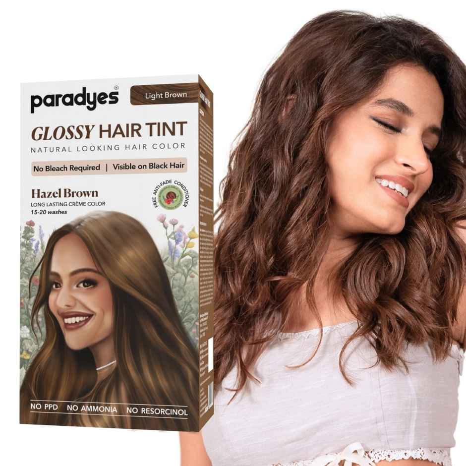 Paradyes No Bleach Hazel Brown Glossy Hair Tint, Ammonia|free Hair Color for Natural Black Hair