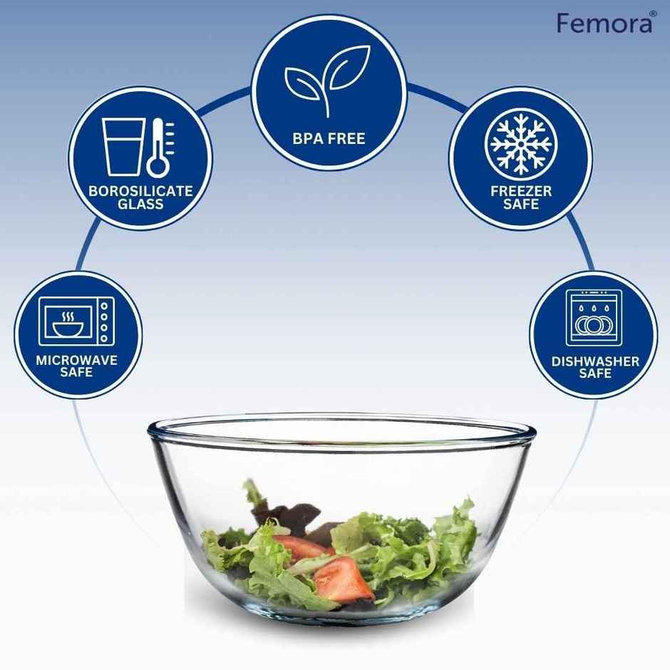 Femora Maggie Soup Microwave Bowl 400 ml 1 Pc Borosilicate Glass Microwave & Oven Safe