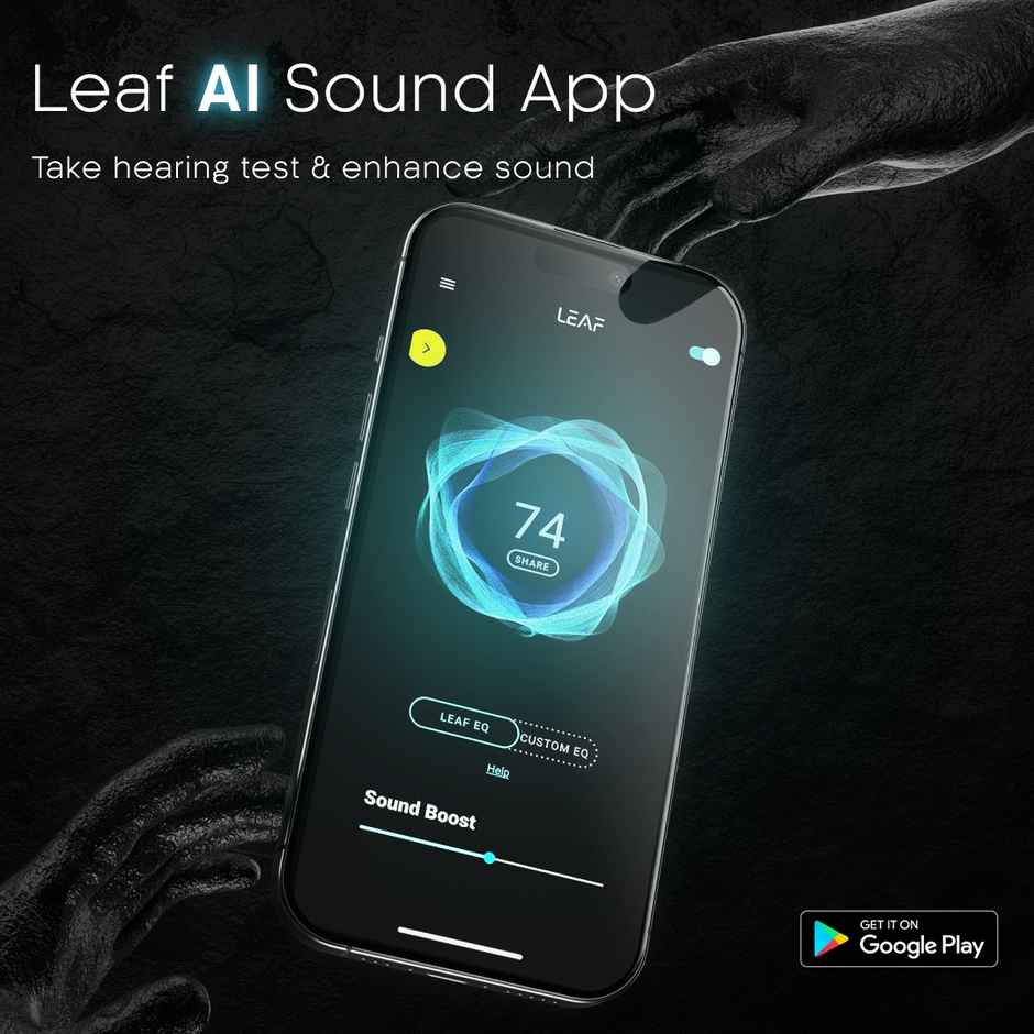 Leaf Buds X334 True Wireless in Ear Earbuds AI Sound App, 40H Playtime, Quad Mic with ENC, Espresso