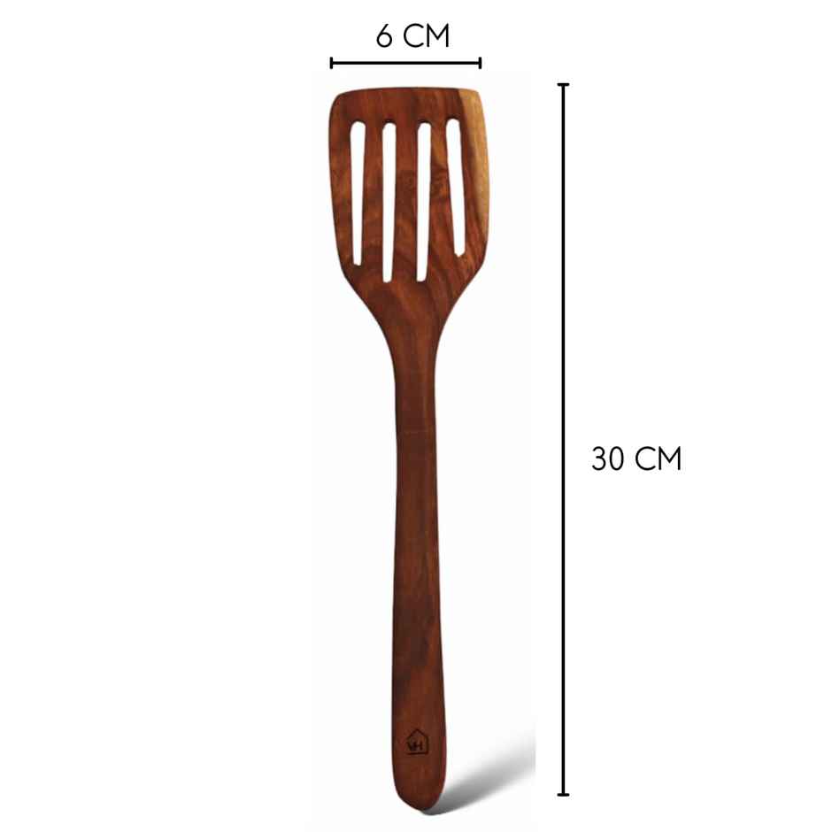 Vesta Homes Set Of 2 Neem Wood Spoon, Compact Flip, Spatula/Ladle|No Polish| Non-Stick|Hand Carved