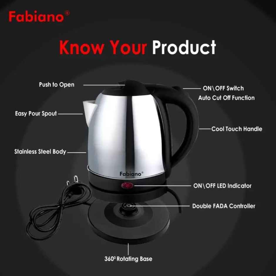 Fabiano 1.5 L Electric Kettle - Quick Heating
