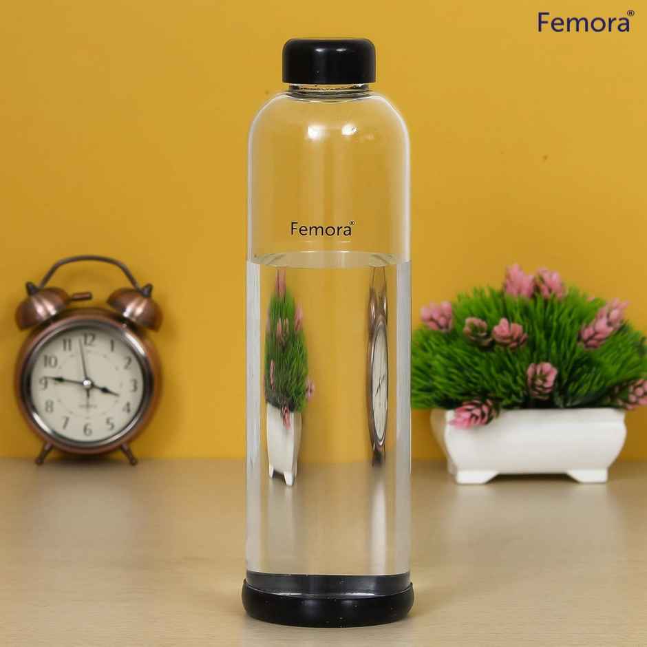Femora Borosilicate Glass Fridge Bottle | Transparent | 1 L