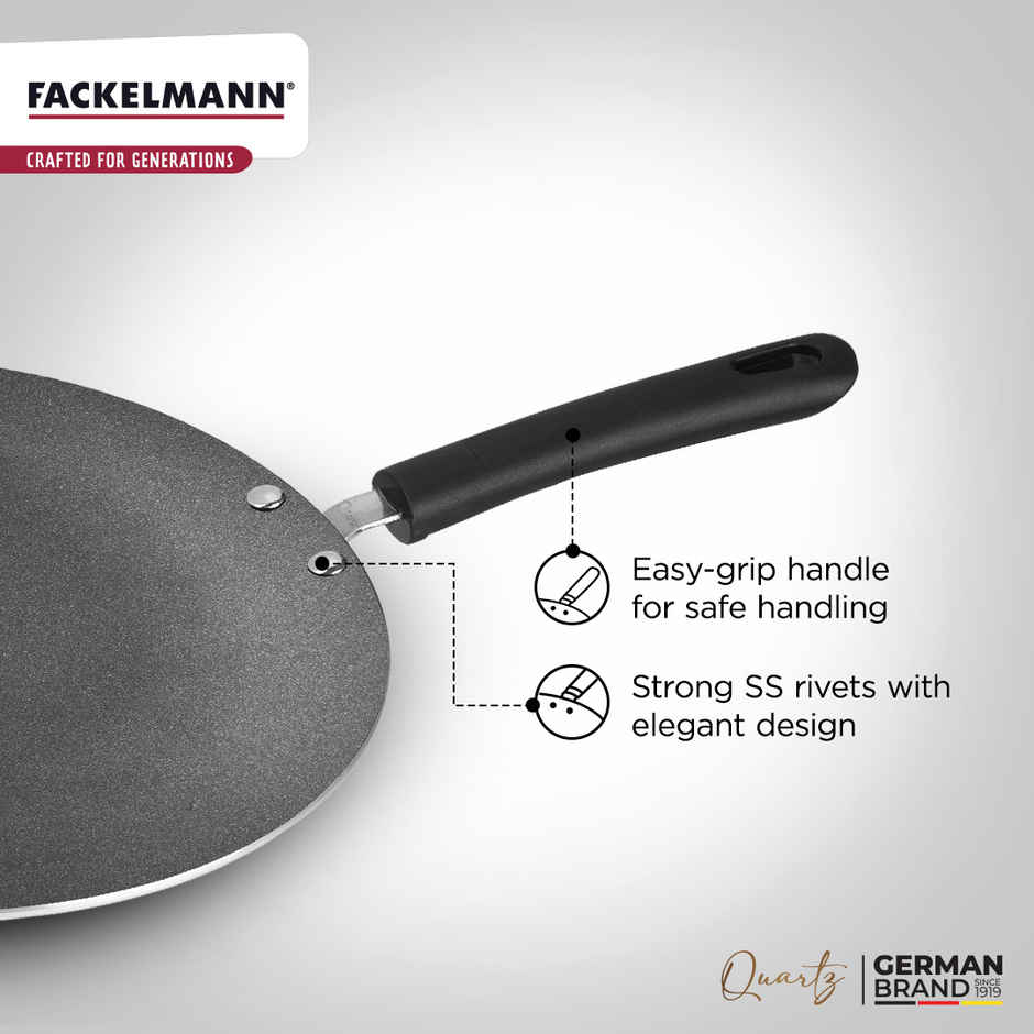 Fackelmann Quartz Nonstick Concave Tawa 28Cm, German Technology, Roti/Chapati/Paratha Tava