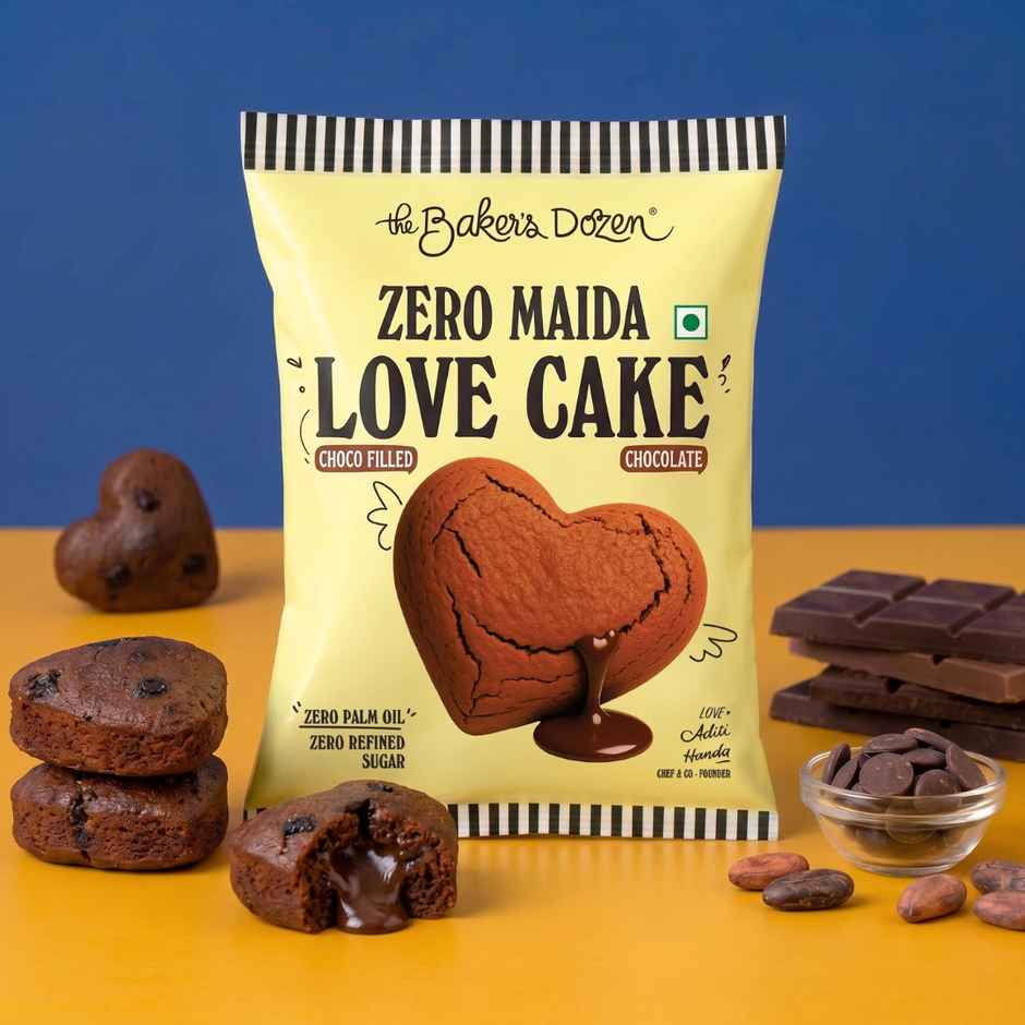 The Baker's Dozen Zero Maida Love Cake - Chocolate | Veg/Eggless Cake | Chocolate Cake | Heart cake