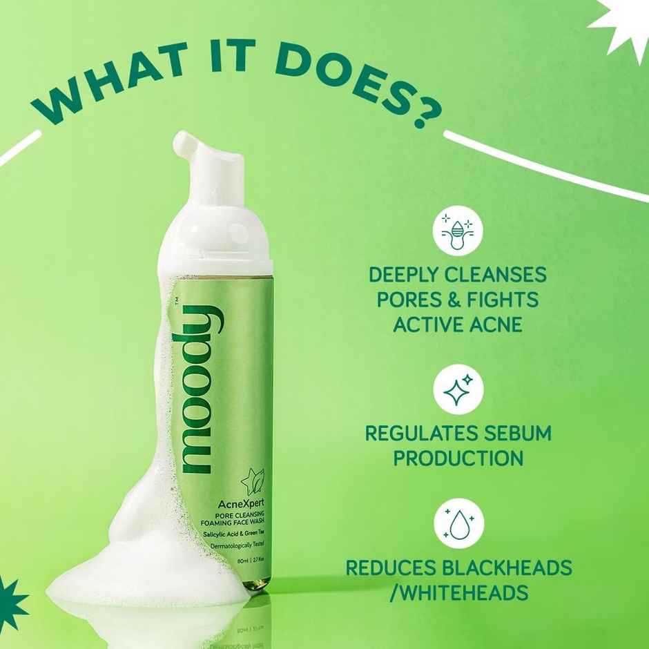 Moody Acnexpert Foaming Face Wash Salicylic Acid & Green Tea (80 Ml)
