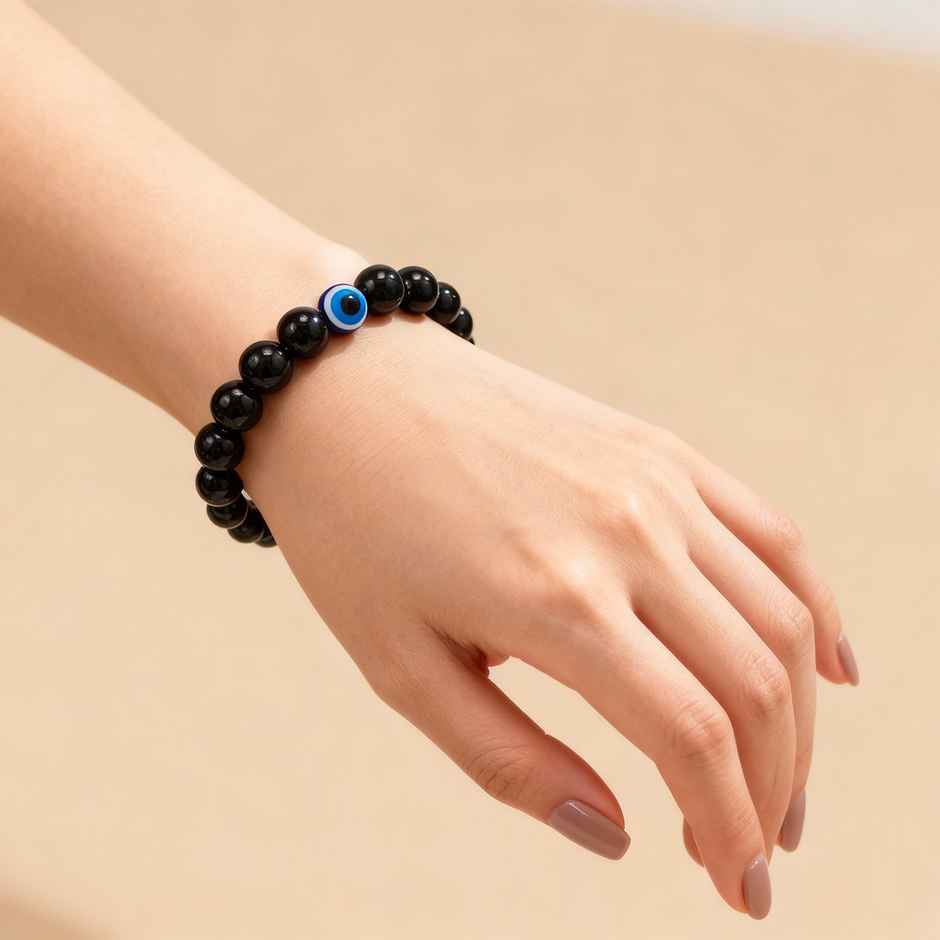 Astroyogi Evil Eye Bracelet | Black | Natural Gemstones | Pack of 1
