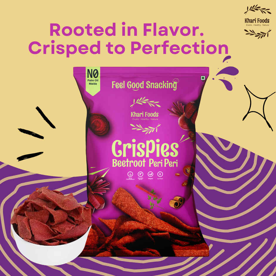 Khari Foods Peri Peri Beetroot Crispies Chips | No Palm Oil