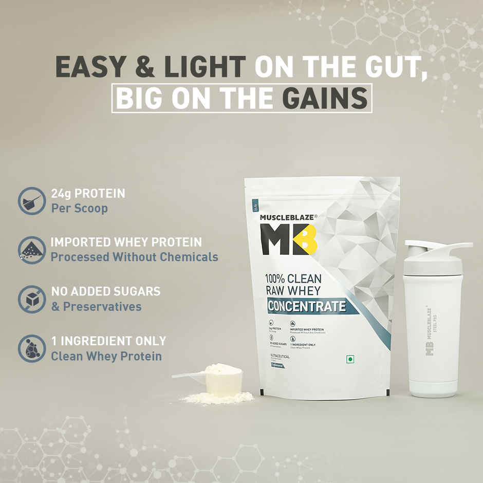 MuscleBlaze Raw Whey Protein Powder Concentrate 80% (Unflavoured)