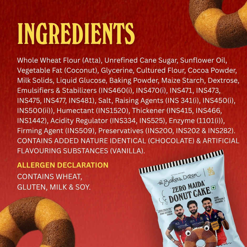 The Baker's Dozen Zero Maida Donut Cake | Small Cake | Tiffin Pack | Creamfills | | Zero Palm Oil