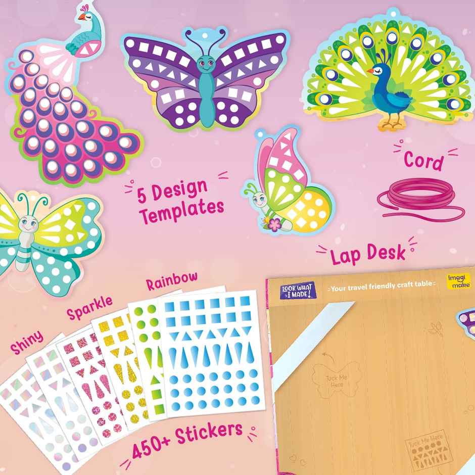 Imagimake DIY Mirror Mosaic - Butterfly & Peacock | Art & Craft Toys for Kids Gifting (3+ Years)