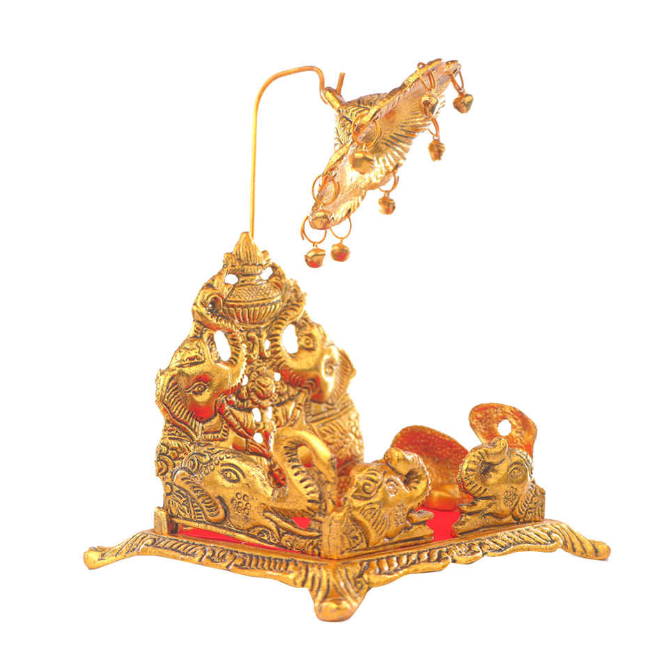 Singhashan For Laddu Gopal with Elephants in Gold Polish | Devnidhi