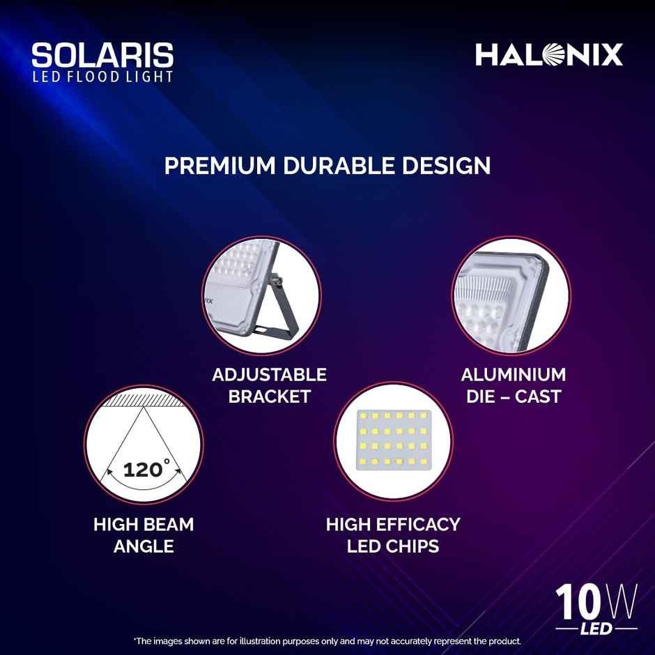 Halonix Solaris Waterproof Outdoor LED Flood 10 W Panel Light with IP65 Protection (White)