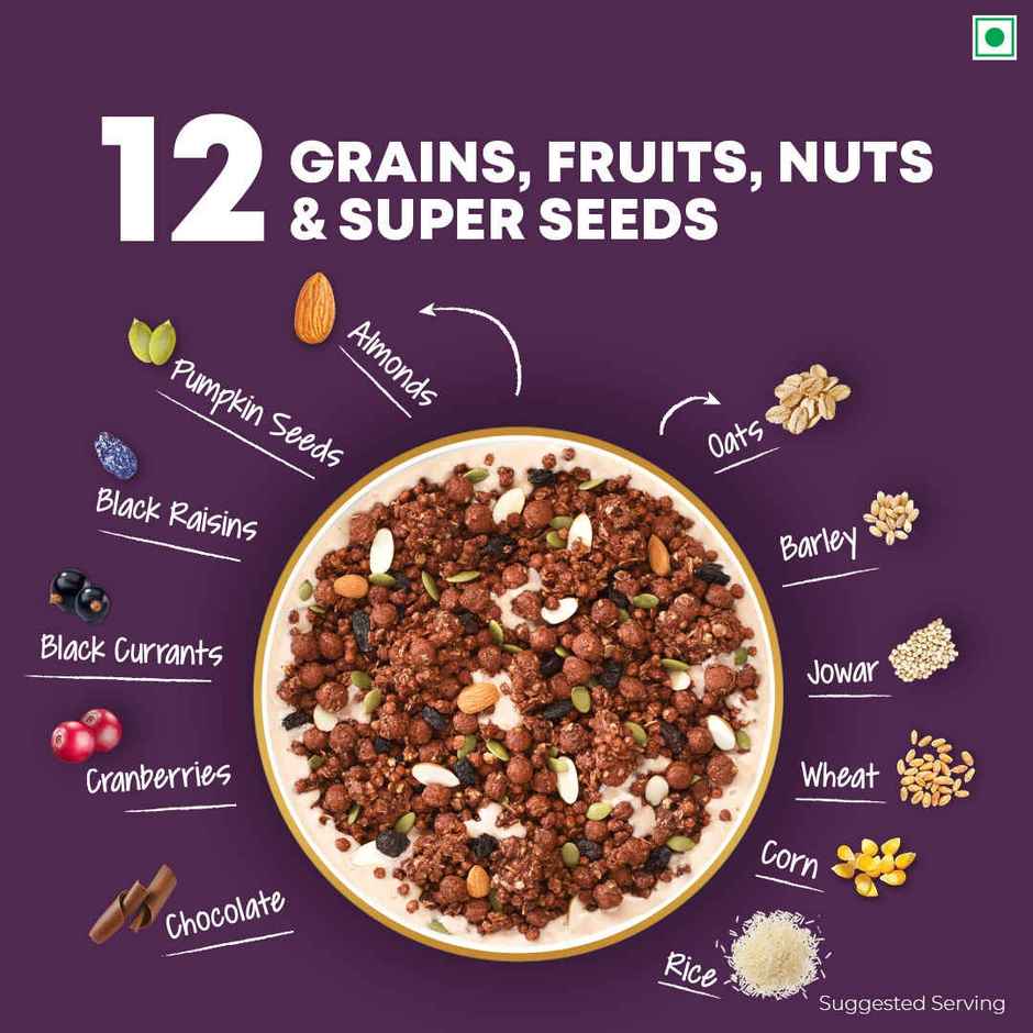 Kellogg's Chocolate Muesli | 12 In 1 Power Breakfast | No Maida | No Palm Oil | India's Tastiest Muesli