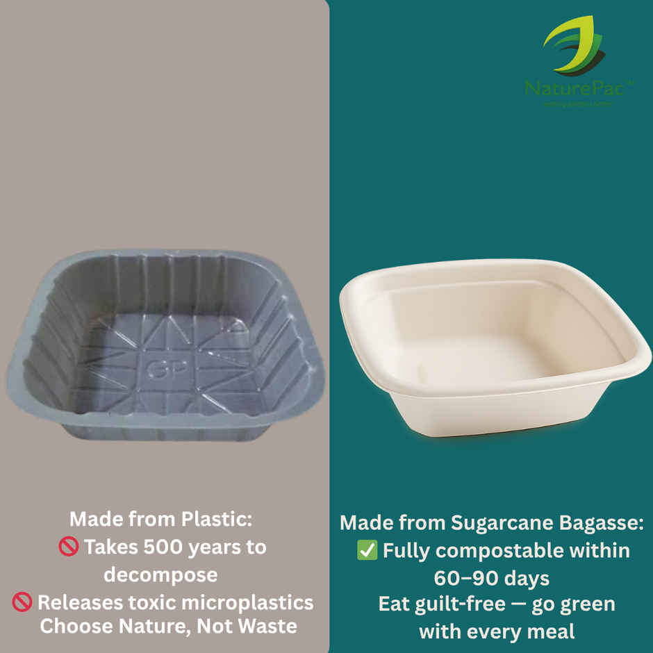 Bagasse Bowl | Square | 180 ml | 25 pcs | Naturepac