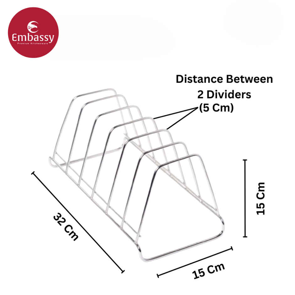 Embassy Square Plate Stand / Holder, 6 Sections, Premium Stainless Steel