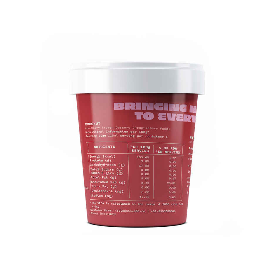 MINUS THIRTY Coconut Vegan & Sugar Free