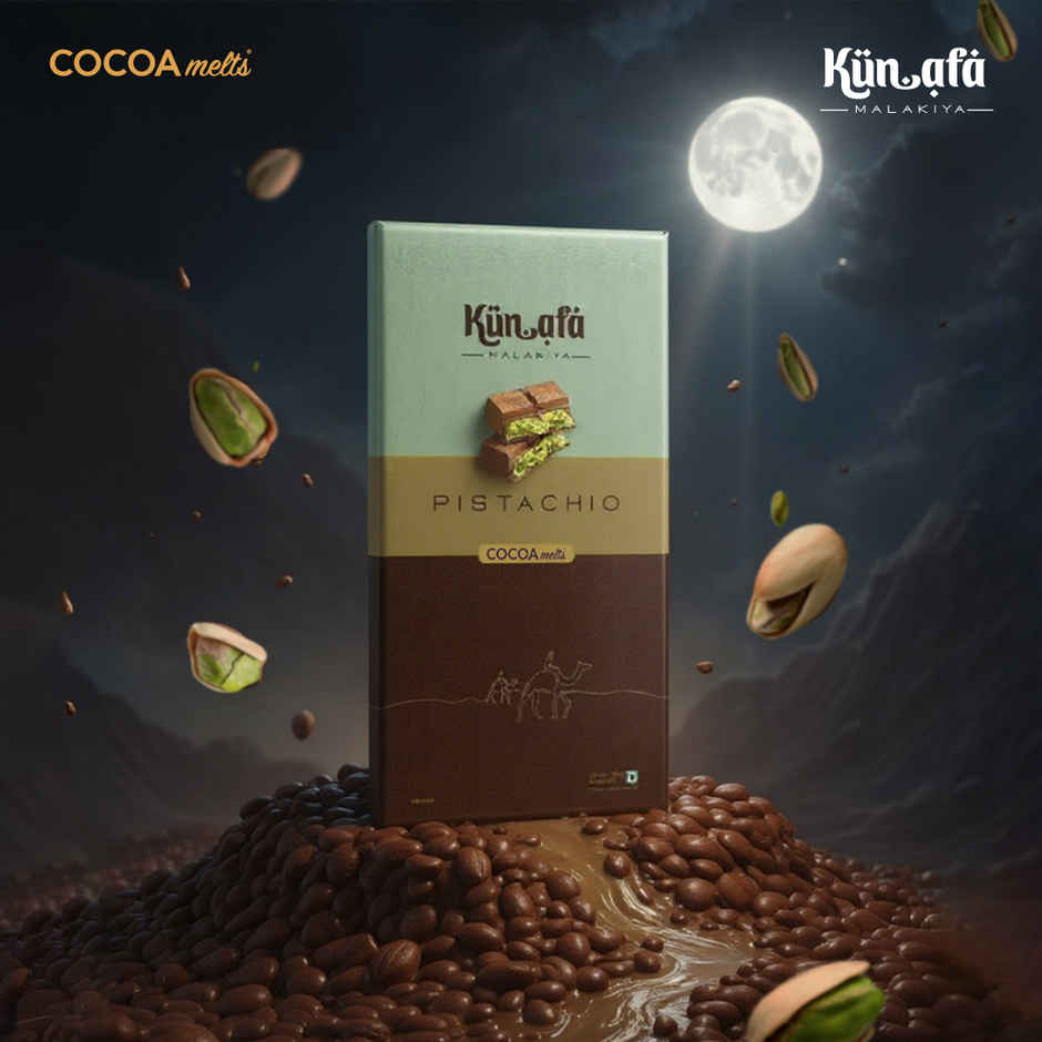 Cocoa Melts Dubai Pistachio Kunafa Chocolate Bar
