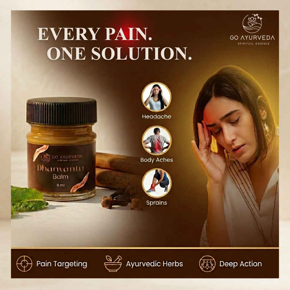 Go Ayurveda Dhanvantri Pain Balm For Headache, Joint, Muscle & Body Pain | With Clove & Cinnamon
