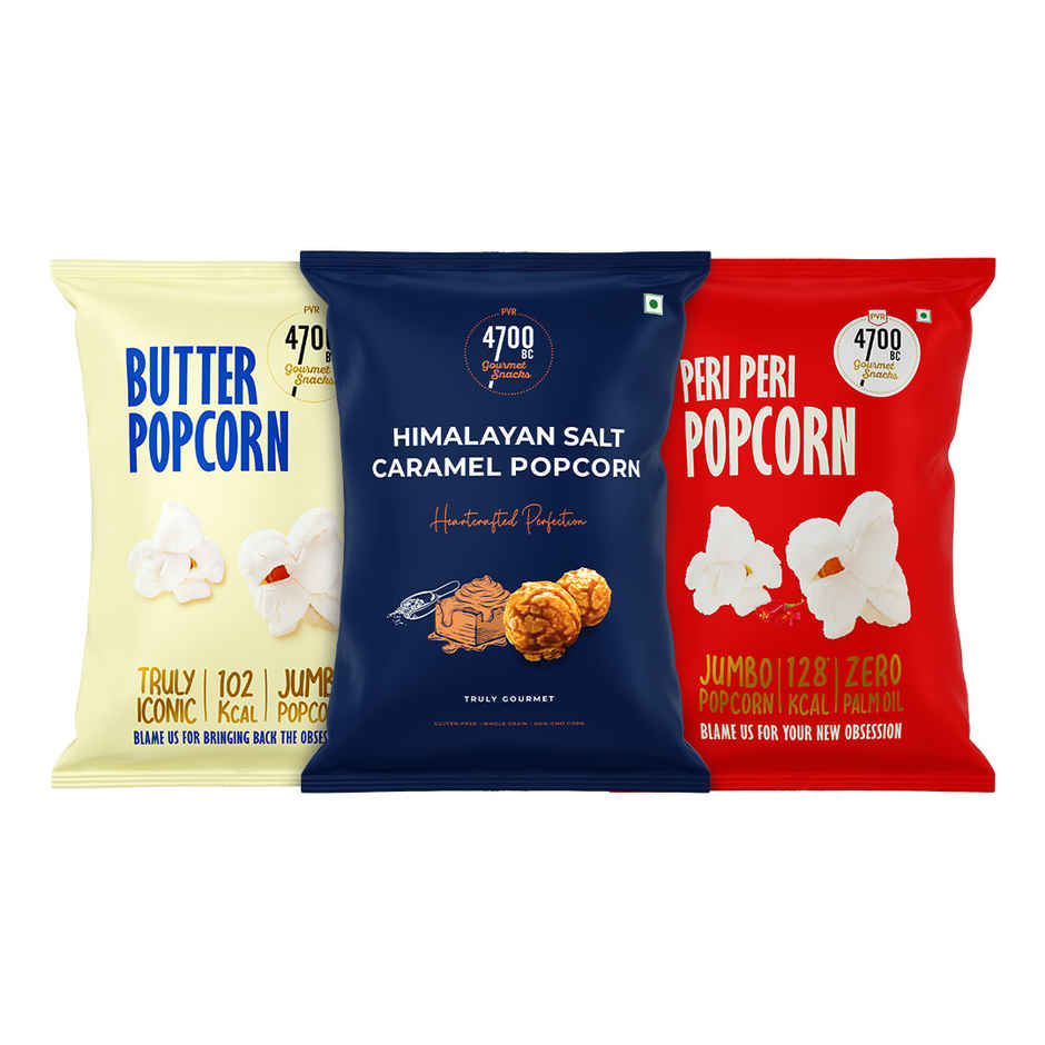 4700BC Peri Peri Popcorn Jumbo Pack | Himalayan Salt Caramel & Butter Popcorn