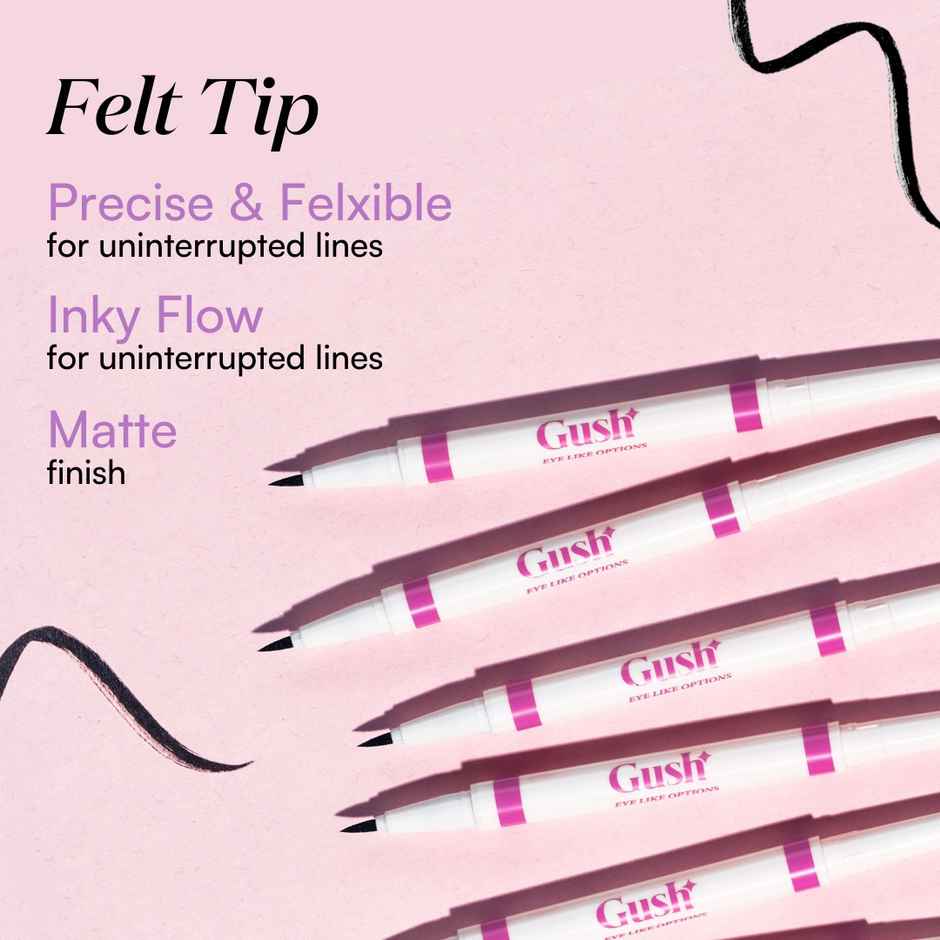 Gush Beauty Eye Like Options 2 in 1 Felt Tip Black Eyeliner And Creamy Kohl Pencil