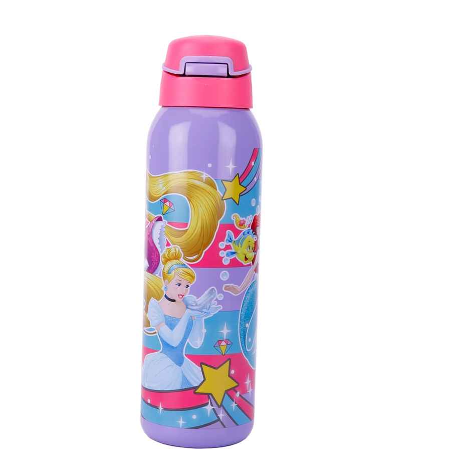 Disney Princess Stainless Steel Sipper Bottle | Double Wall | With Straw | 600 ml