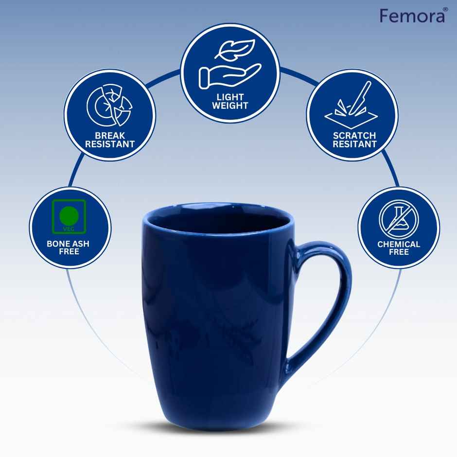 Femora Handcrafted Royal Blue Coffee Mug Gift Set 1 Pc 320 ml - Royal Blue