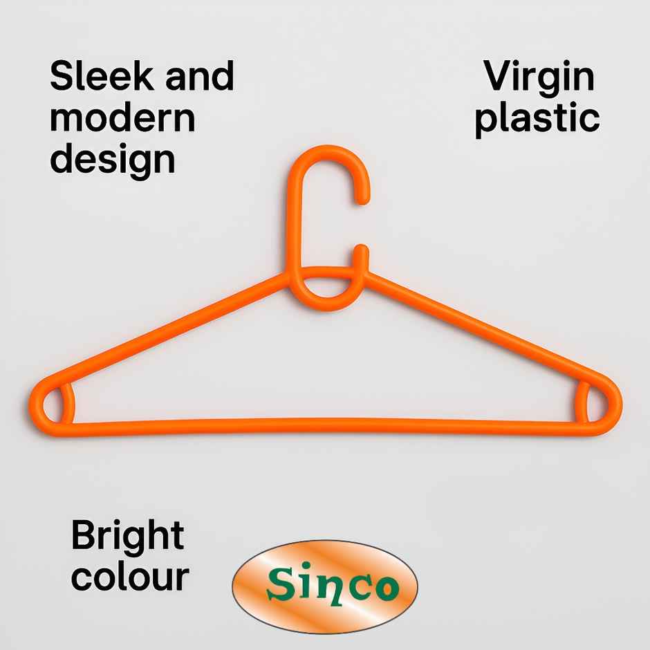 Sinco Misha Plastic Cloth Hanger - Pack of 3 pcs - Orange