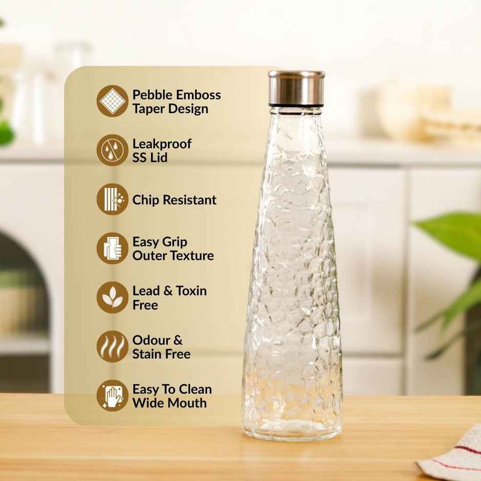 Nestasia Glass Bottle with Stainless Steel Lid Set | 750 ml