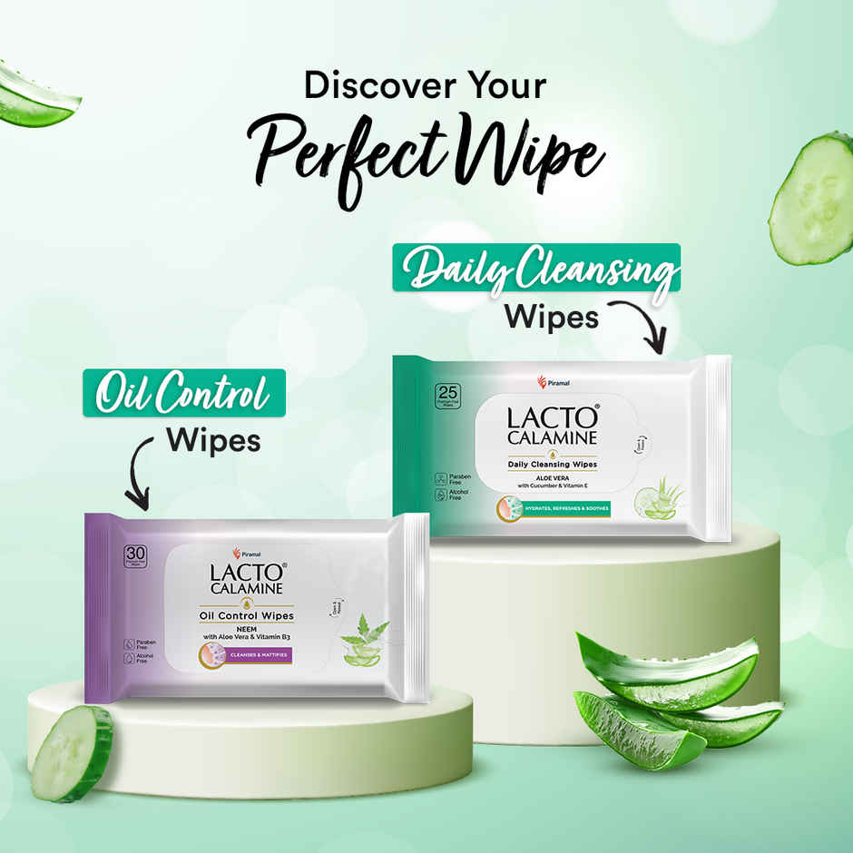 Lacto Calamine Makeup Remover Wipes With Aloe Vera, Cucumber And Vitamin E