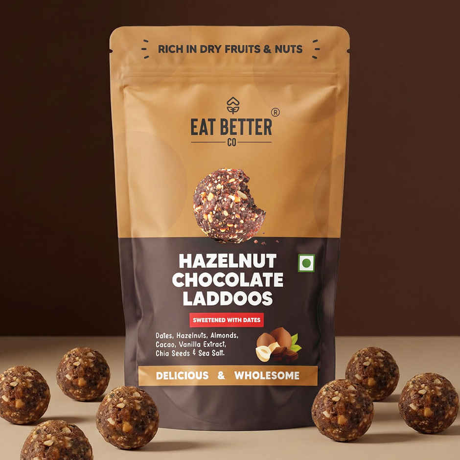 Eat Better Co Hazelnut & Chocolate Ladoos | No Added Sugar | High Protein | Truly Natural